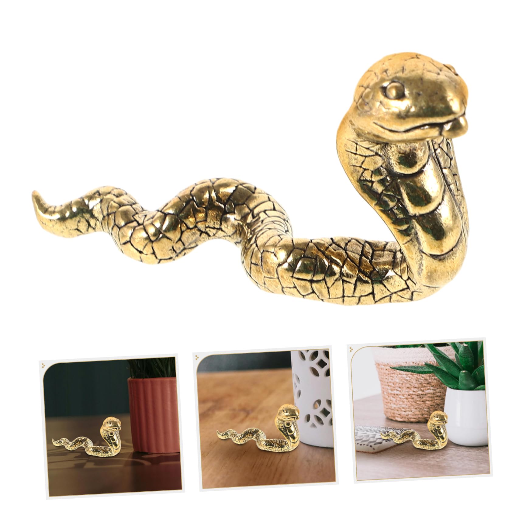 Amazon.co.jp: Kisangel 真鍮工芸品 蛇の置物 デスクトップの蛇の装飾